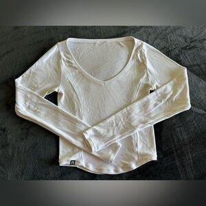 Oner Active White Mellow Mid Ribbed V-Neck Size Small